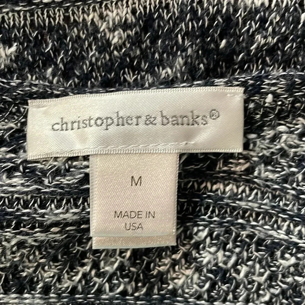 Christopher & banks blue and white 1/3 sleeve cardigan size medium - Picture 5 of 7